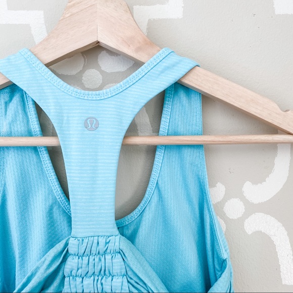 lululemon athletica Tops - Lululemon Light Blue Striped Racerback Tank